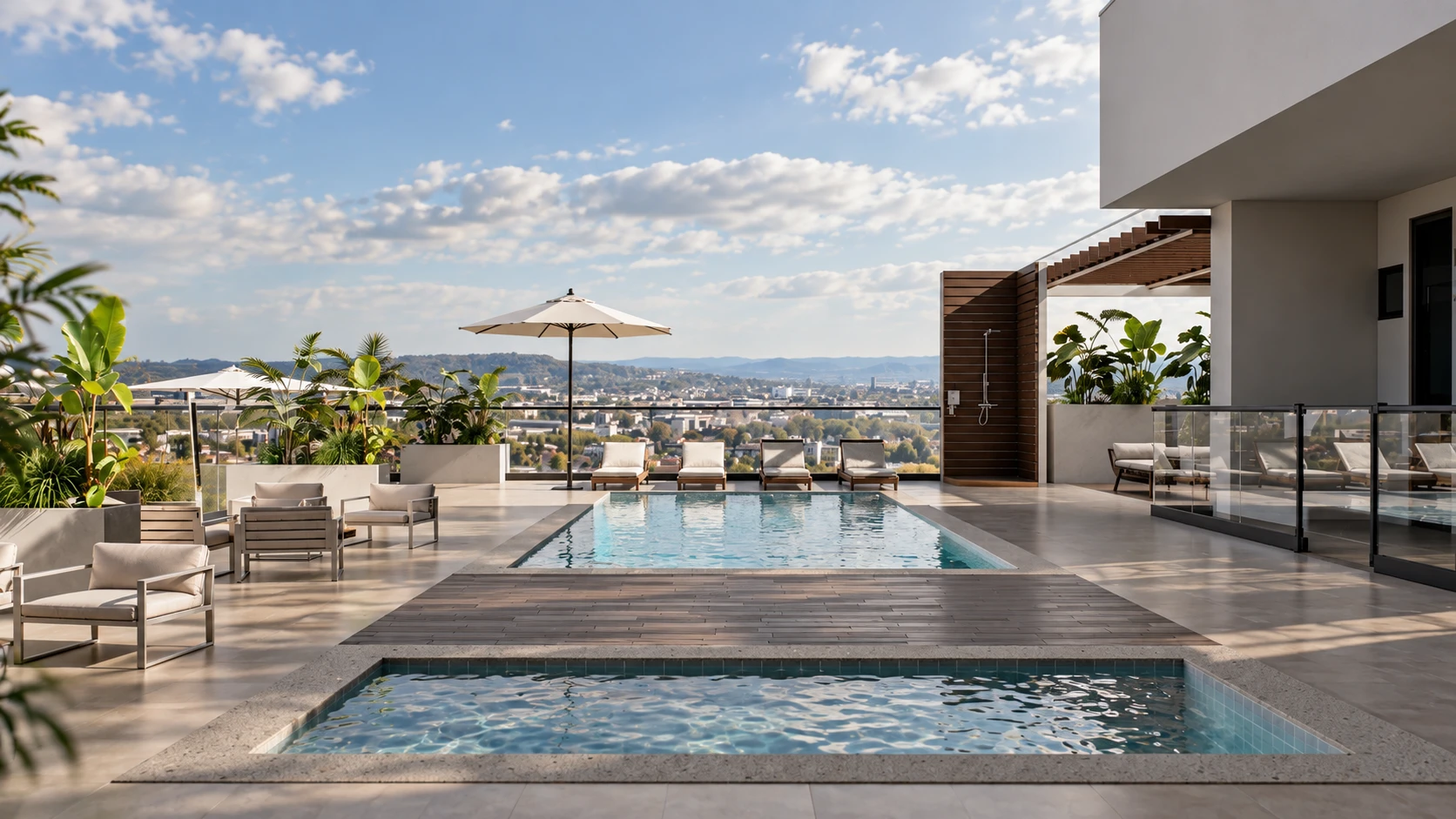 Piscina en piso 11 con vista panorámica